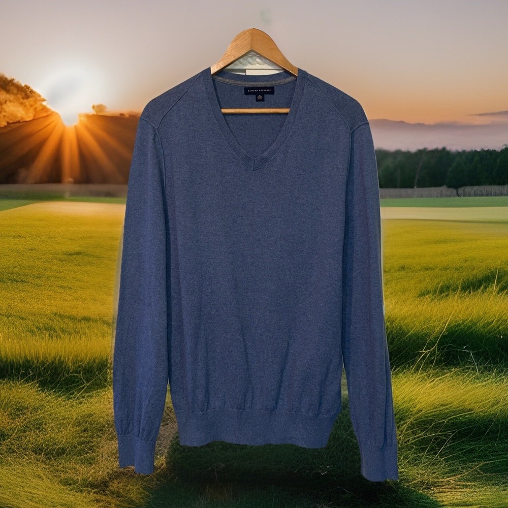 Banana Republic Sweater Men M Blue Cashmere Blend Long Sleeve‎ Preppy